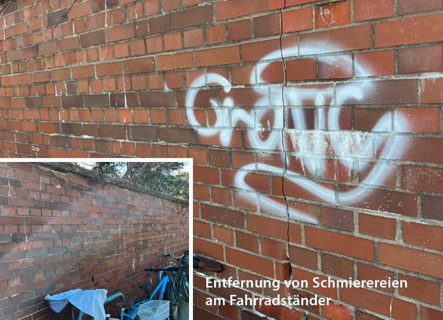 Graffiti von Hauswand entfernt und neu beschichtet